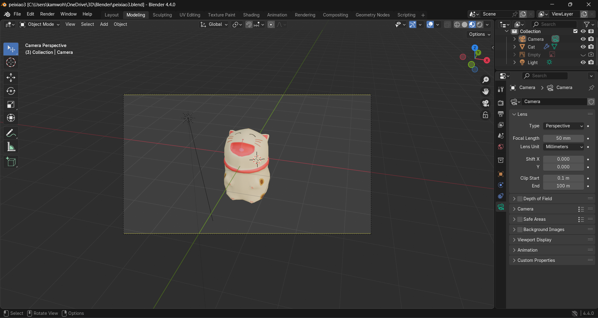 Lucky cat modeled in Blender